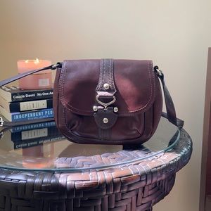 Etienne Aigner brown leather cross body purse